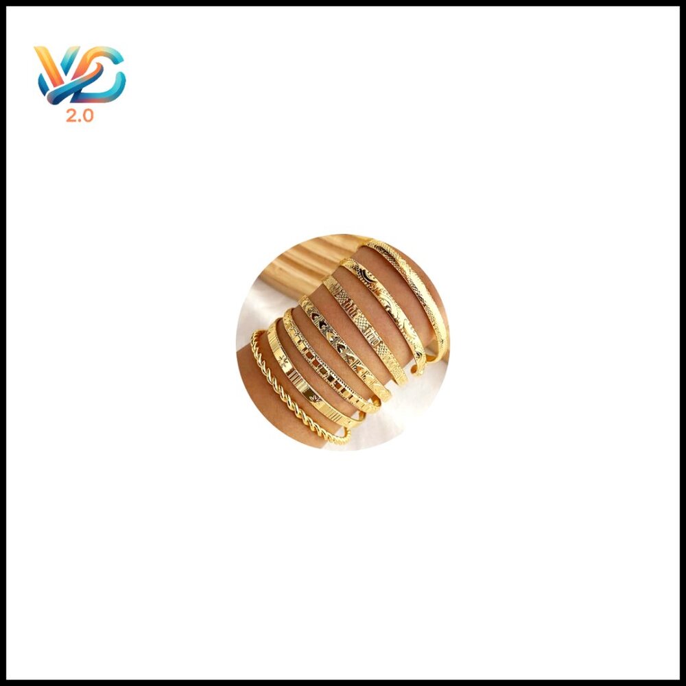 Adjustable Boho Bangle Bracelet Set Stackable Cuf… - image 1